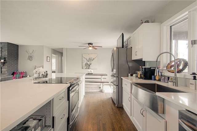 1204 E 223rd St, Cleveland, MO 64734 - kitchen featuring a sink, white cabinetry, a wealth of natural light, and stainless steel appliances