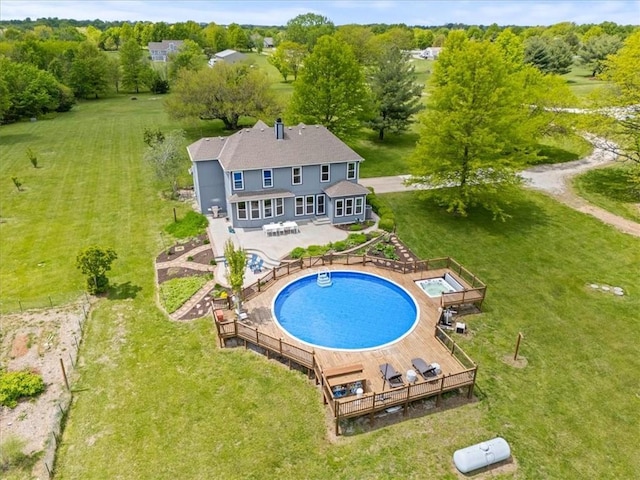 14305 S Gammon Rd, Greenwood, MO 64034 - aerial view of property and surrounding area featuring a pool