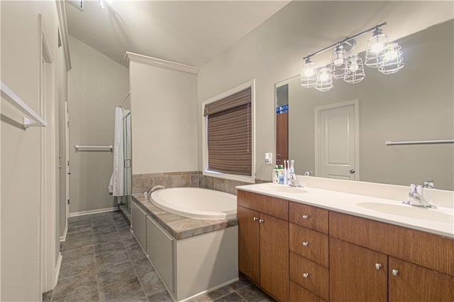 4515 67th Ter, Kansas City, MO 64119 - bathroom with a shower stall, a bath, and double vanity