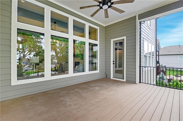 11212 W 170th Pl, Overland Park, KS 66221 - unfurnished sunroom featuring a ceiling fan