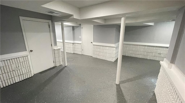 finished below grade area with visible vents