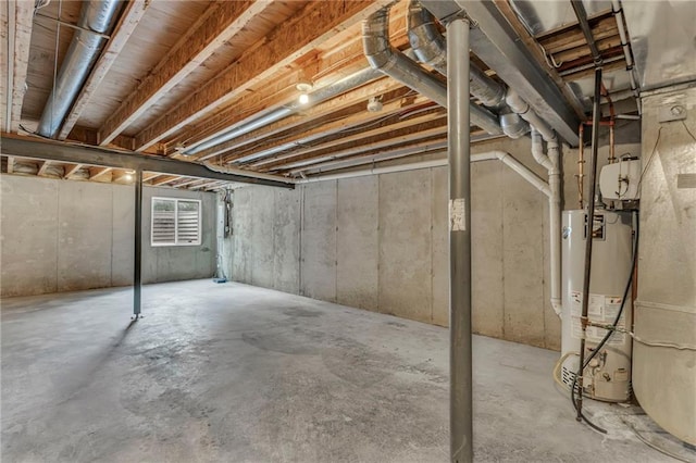 below grade area with gas water heater