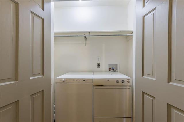 washroom featuring independent washer and dryer and laundry area