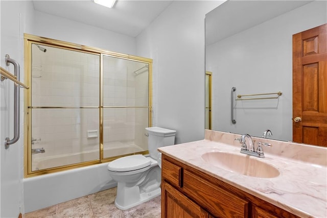 9629 N Locust Dr, Kansas City, MO 64155 - bathroom featuring vanity, bath / shower combo with glass door, and toilet