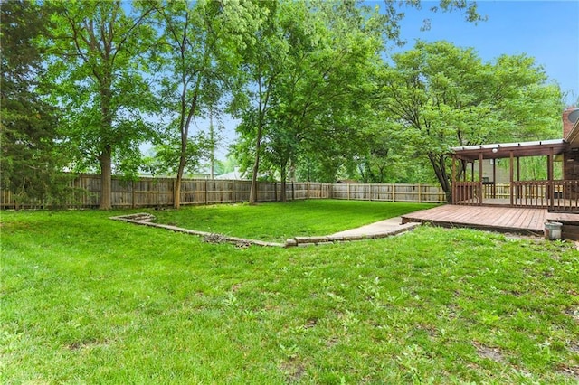 2217 Kingman St, Leavenworth, KS 66048 - fenced backyard with a wooden deck