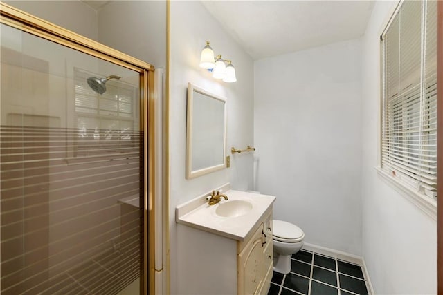 2217 Kingman St, Leavenworth, KS 66048 - full bathroom with vanity, a stall shower, and tile patterned floors