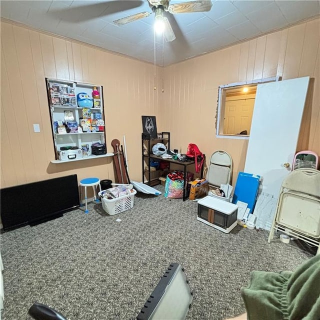 office space featuring a ceiling fan