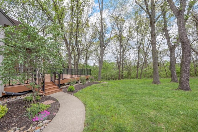 4411 N Mulberry Dr, Kansas City, MO 64116 - view of yard featuring a wooden deck