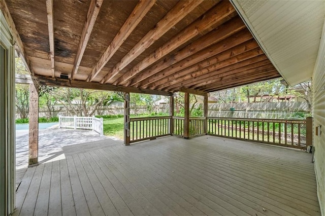 deck featuring a fenced backyard