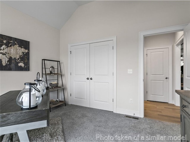 11600 S Millridge St, Olathe, KS 66061 - office with carpet floors, lofted ceiling, and baseboards