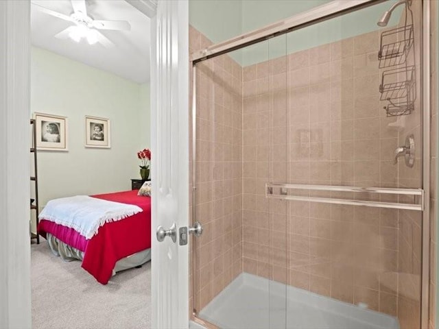 11179 S Summit St, Olathe, KS 66062 - ensuite bathroom with ceiling fan, a shower stall, and ensuite bath