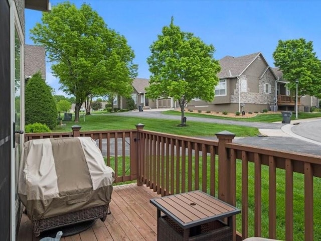 11179 S Summit St, Olathe, KS 66062 - deck featuring a lawn, a residential view, and area for grilling