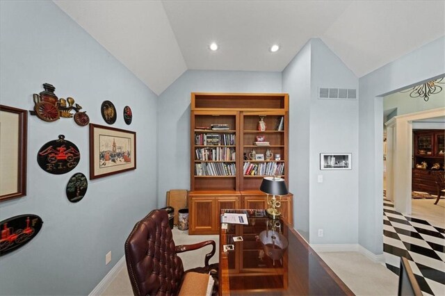 26266 W 110th Ter, Olathe, KS 66061 - office area featuring vaulted ceiling and recessed lighting