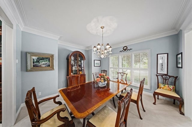 26266 W 110th Ter, Olathe, KS 66061 - dining space with light colored carpet, ornamental molding, and a chandelier