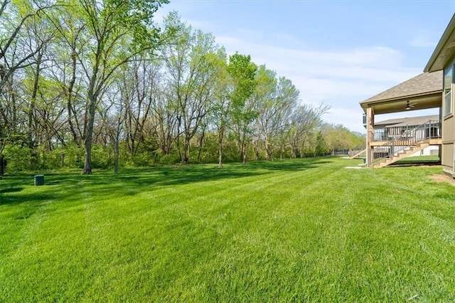 811 W Shawhan Pkwy, Lees Summit, MO 64086 - view of yard with ceiling fan and stairs