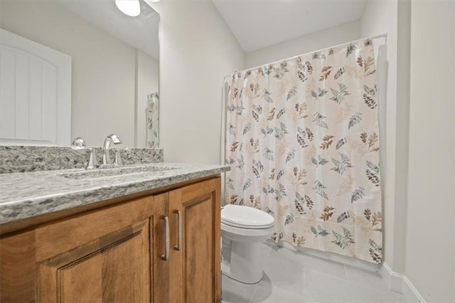 811 W Shawhan Pkwy, Lees Summit, MO 64086 - full bathroom with toilet, tile patterned flooring, vanity, and a shower with shower curtain