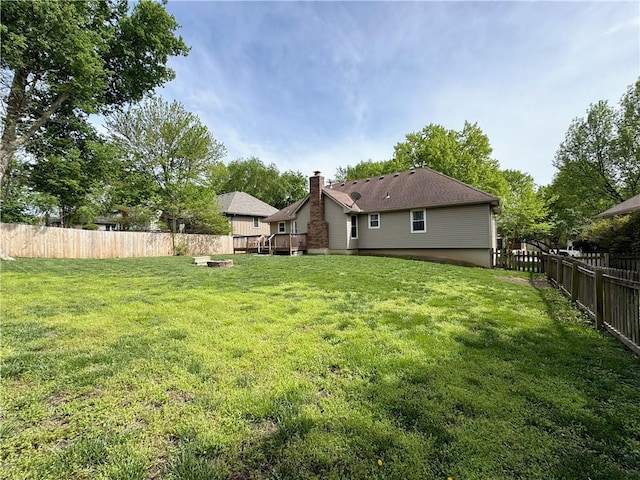 4024 NE 59th Ter, Gladstone, MO 64119 - view of yard with a fenced backyard and a deck