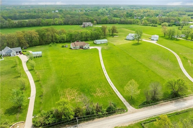 bird's eye view with a rural view