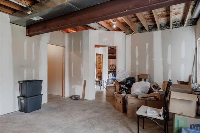 view of unfinished below grade area