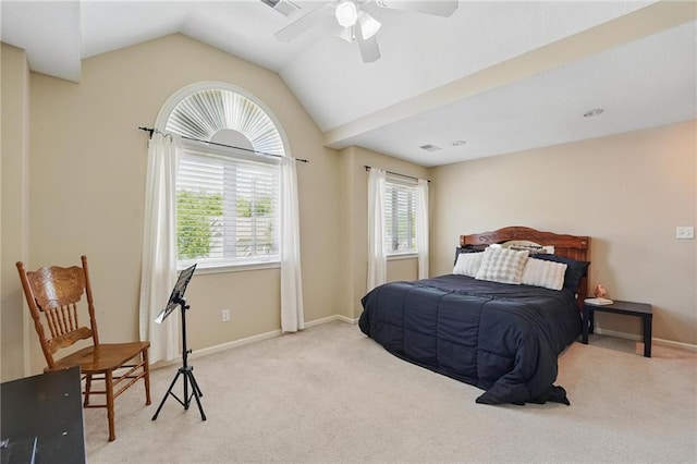 22721 E 27th Street Ct S, Blue Springs, MO 64015 - carpeted bedroom featuring lofted ceiling, baseboards, and ceiling fan