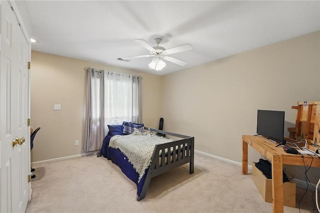 22721 E 27th Street Ct S, Blue Springs, MO 64015 - bedroom featuring baseboards, light carpet, and ceiling fan