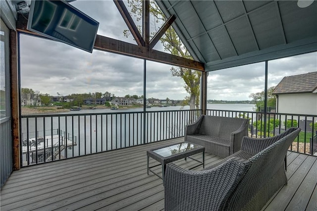 18 Black Hawk Dr, Lake Winnebago, MO 64034 - wooden terrace with a water view