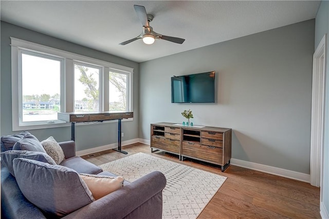 18 Black Hawk Dr, Lake Winnebago, MO 64034 - living area with baseboards, ceiling fan, and light wood-type flooring