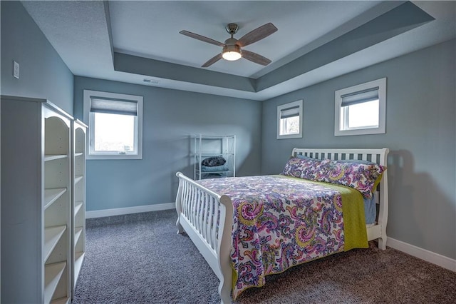 18 Black Hawk Dr, Lake Winnebago, MO 64034 - bedroom with carpet floors, a raised ceiling, multiple windows, and baseboards