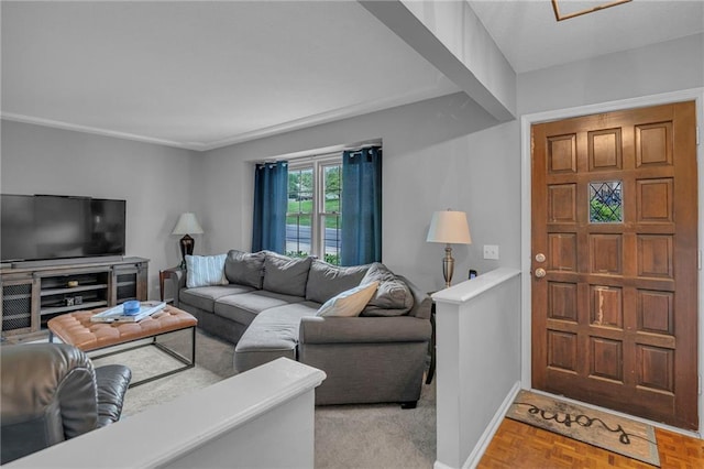living area with baseboards