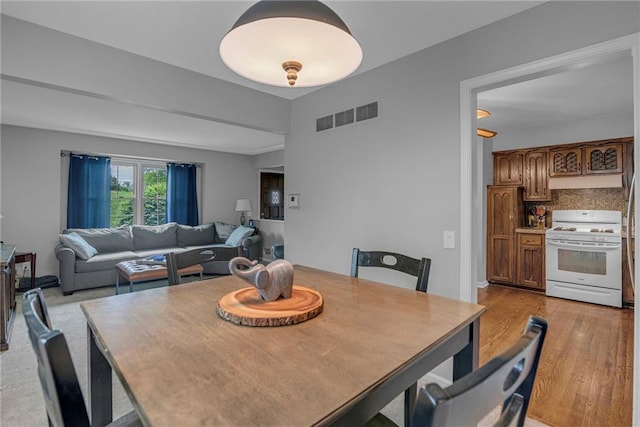 dining room with light wood finished floors
