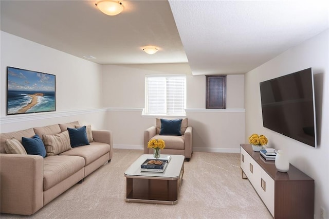 2200 NW Hedgewood Dr, Grain Valley, MO 64029 - living room featuring light carpet and baseboards
