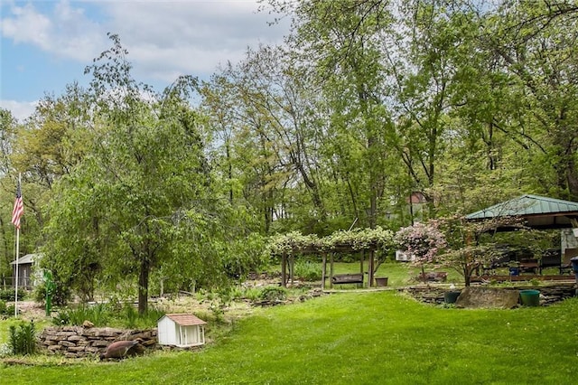 view of yard with a gazebo