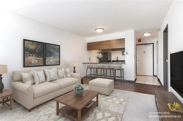 living area featuring wood finished floors