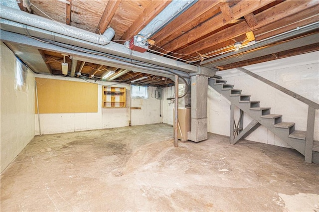3525-3527 Bell St, Kansas City, MO 64111 - below grade area with heating unit and stairs