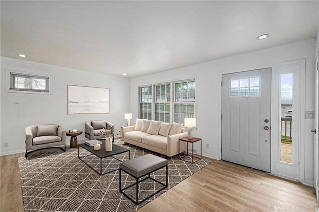 321 22nd Street Ter, Blue Springs, MO 64015 - living room featuring recessed lighting, baseboards, and wood finished floors