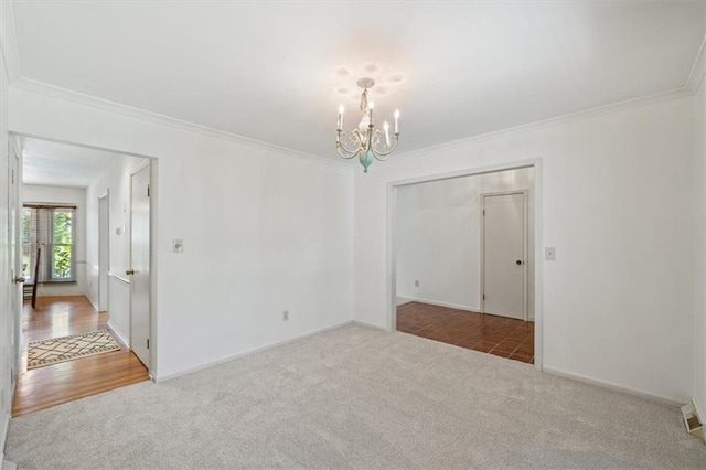 4071 SW Royale Ct, Lees Summit, MO 64082 - carpeted spare room featuring a chandelier and crown molding