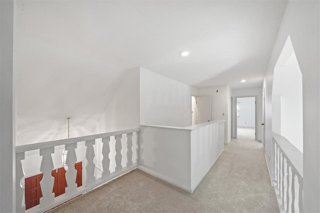 4071 SW Royale Ct, Lees Summit, MO 64082 - corridor featuring light carpet, recessed lighting, and an upstairs landing
