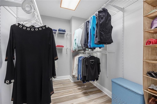 walk in closet featuring wood finished floors