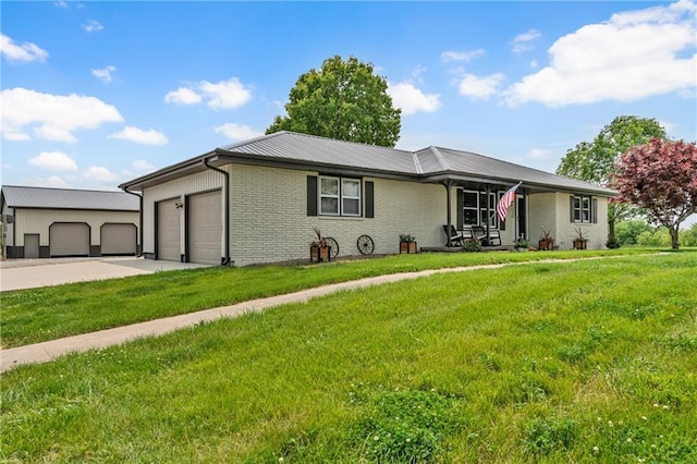 19890 State Highway C, Pattonsburg, MO 64670 - ranch-style home with an attached garage, a front lawn, driveway, and brick siding