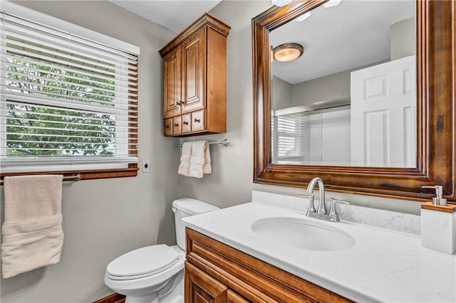 19890 State Highway C, Pattonsburg, MO 64670 - bathroom with toilet, vanity, and a shower with door