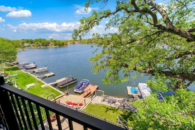 water view featuring a boat dock
