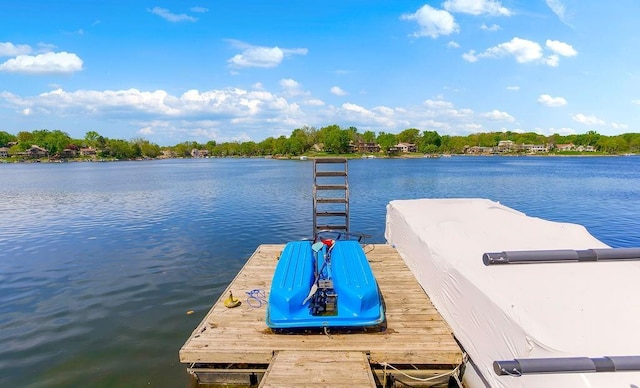 view of dock featuring a water view