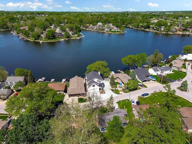 bird's eye view with a water view and a residential view
