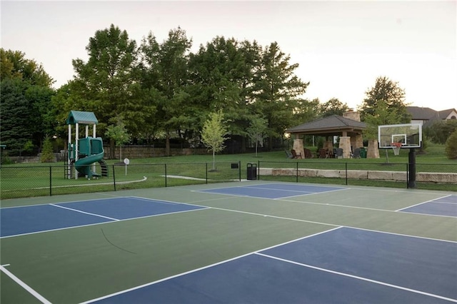 10675 W 142nd Ter, Overland Park, KS 66221 - view of tennis court featuring community basketball court and a gazebo