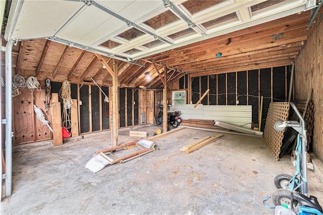miscellaneous room featuring lofted ceiling