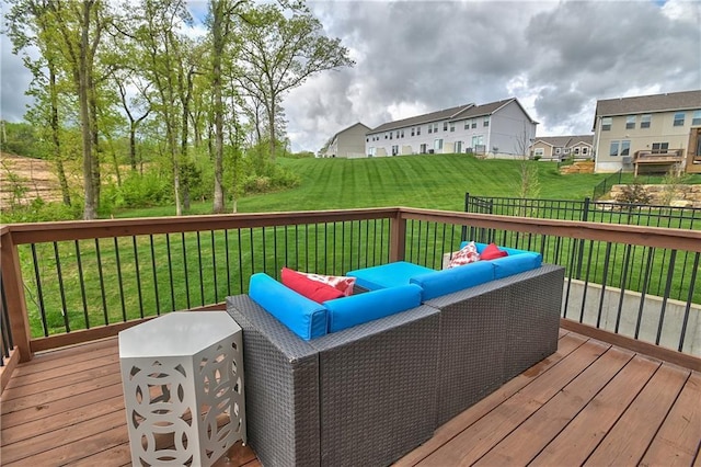 16223 Moon Shot St, Parkville, MO 64152 - deck featuring an outdoor hangout area and a lawn