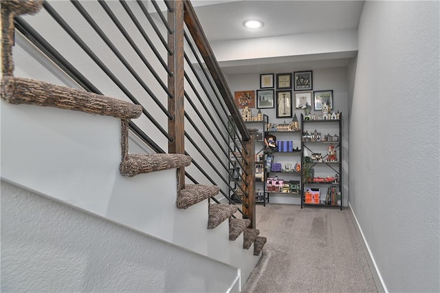 16223 Moon Shot St, Parkville, MO 64152 - stairway with recessed lighting, carpet flooring, and baseboards