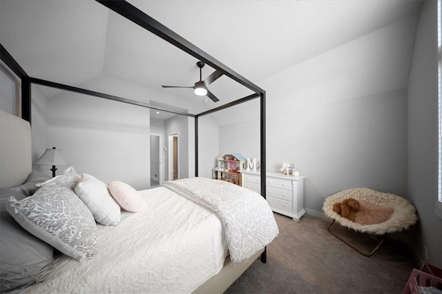 carpeted bedroom featuring a ceiling fan