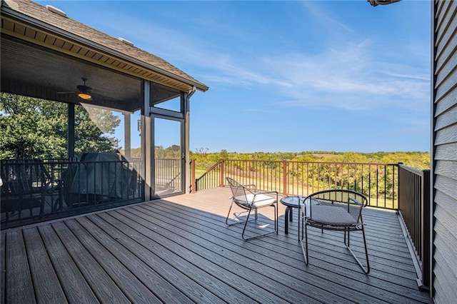 deck with a ceiling fan