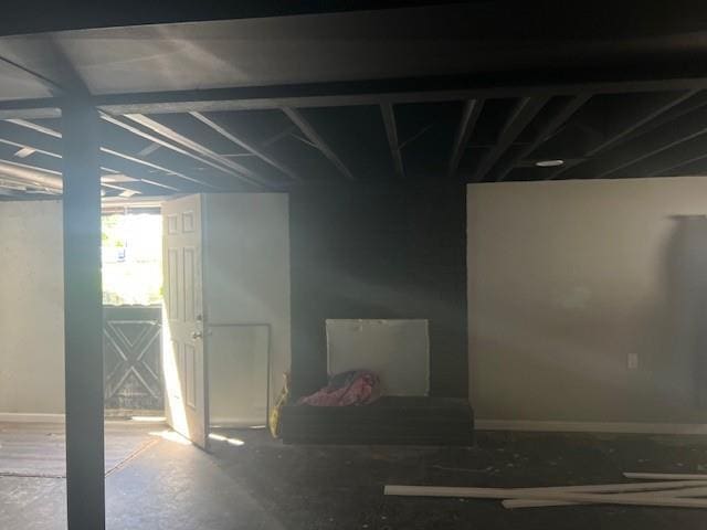below grade area with baseboards